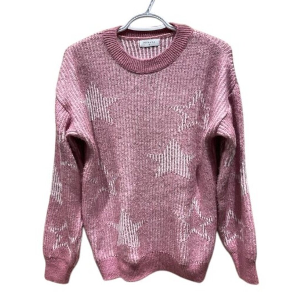 Papaya pink knitted star print sweater size S